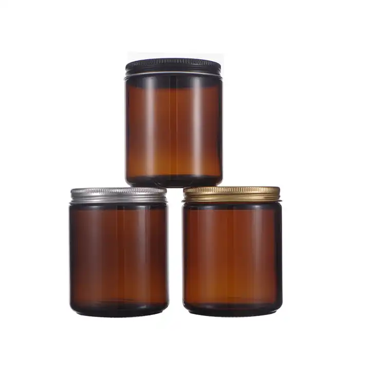 Best Price Empty Amber Candle Jars 8oz 250ml Amber Glass Scented Candles Holder With Lids