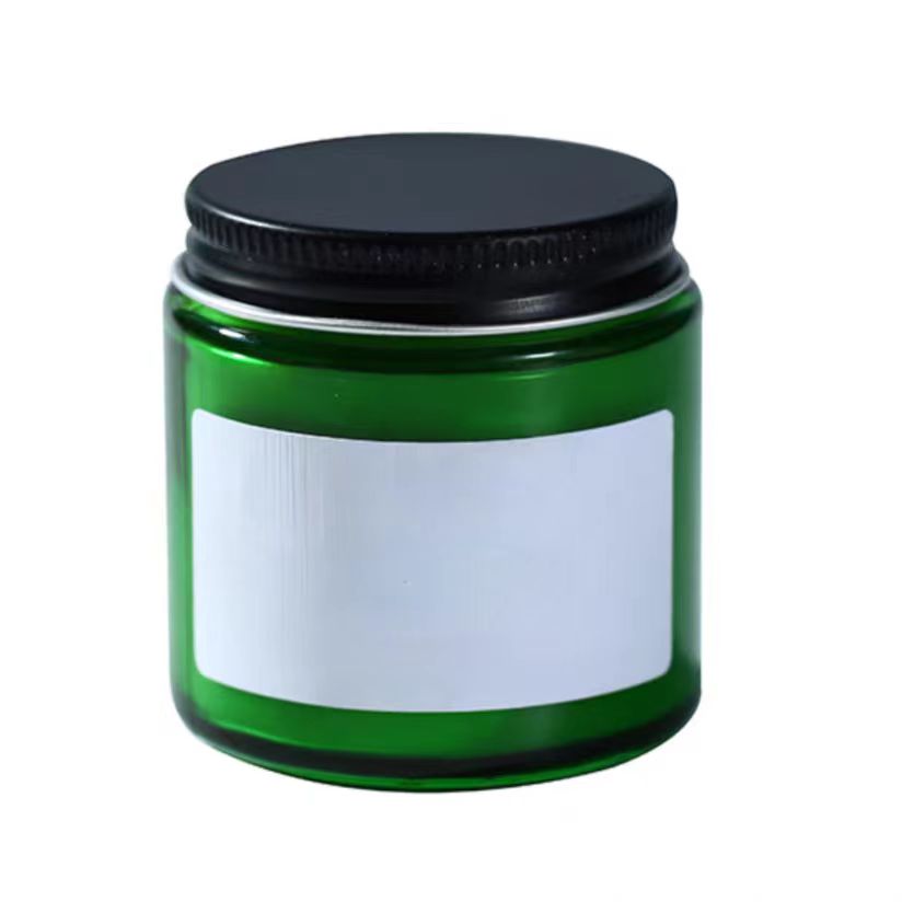 Empty 50ml 100ML 250ML 500ML Green Clear Amber Glass Candle Jar With Black Gold Aluminum Metal Lids