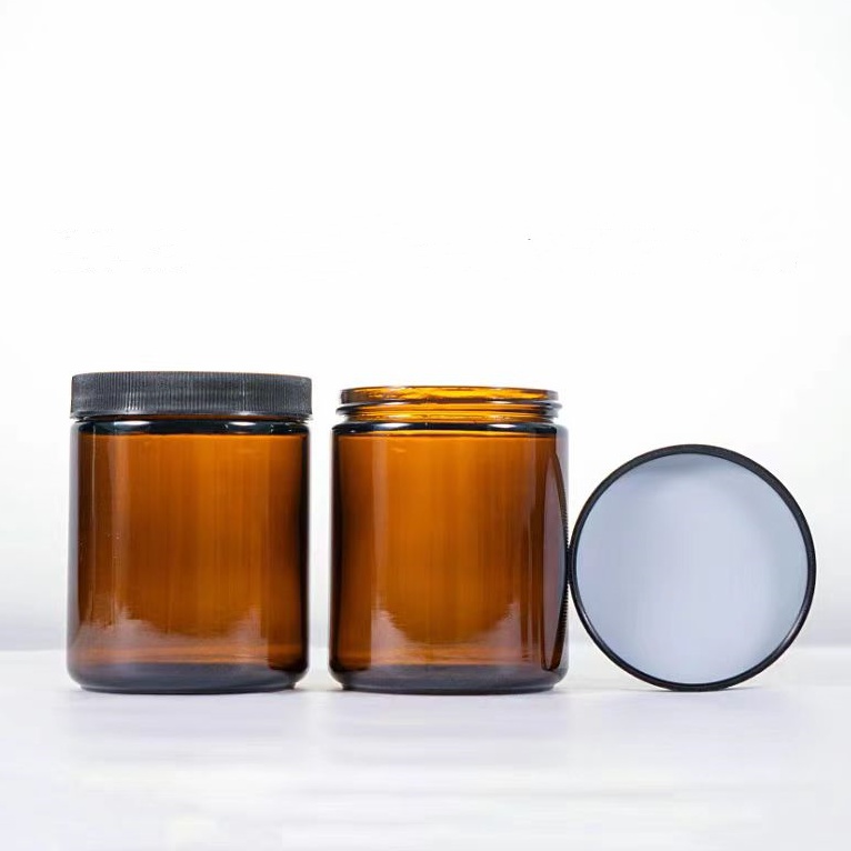 Wholesale Luxury Empty Recyclable 3Oz 8Oz 500Ml 100Ml 250Ml Clear Amber Jar Glass Candle Containers for Candle With Metal Lid