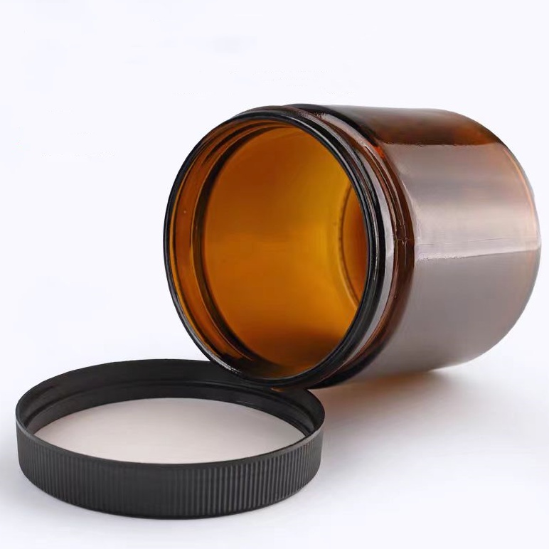 Wholesale 4oz 16oz Recyclable Amber Glass Candle Jars Scented Candle Making Glass Jar Round Candle Containers With Lid