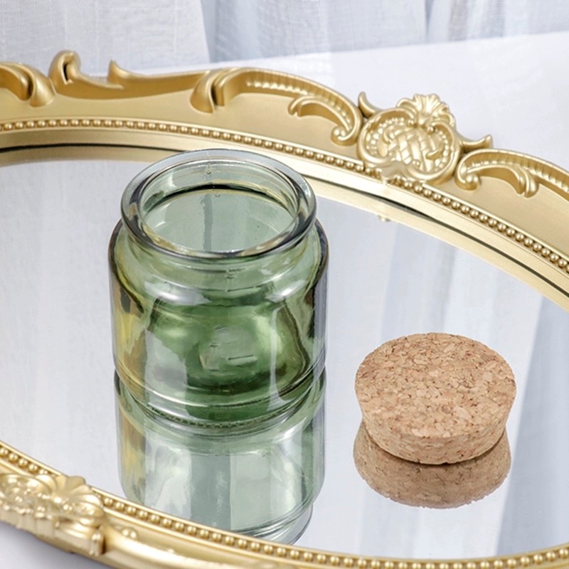 70g Green Amber Empty Small Wholesale Candle Jar With Cork Lid Glass Storage Jar With Stopper Home Use