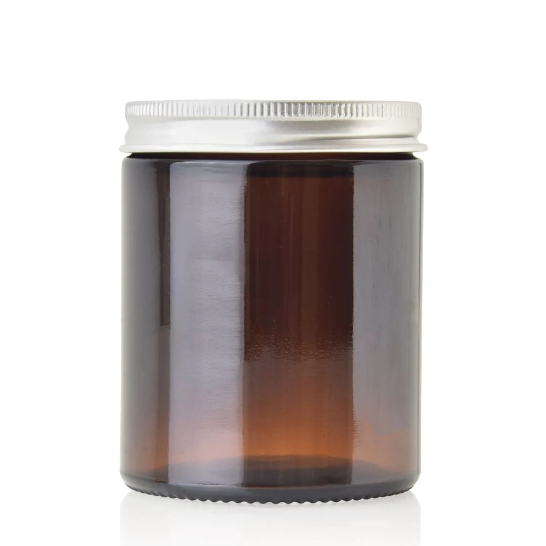 Hot Selling 4oz 8oz 16oz Wide Mouth Clear Amber Straight Side Round Glass Jar With Black Lids