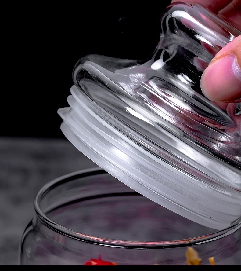 Wholesale Eco-friendly Transparent Food Storage Airtight Glass Canister Set for Kitchen