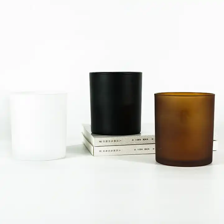 8oz 10oz Luxury Custom Frosted Clear Matte White Black Colored Container Glass Candle Jar for Candle Making With Lid Tin Can