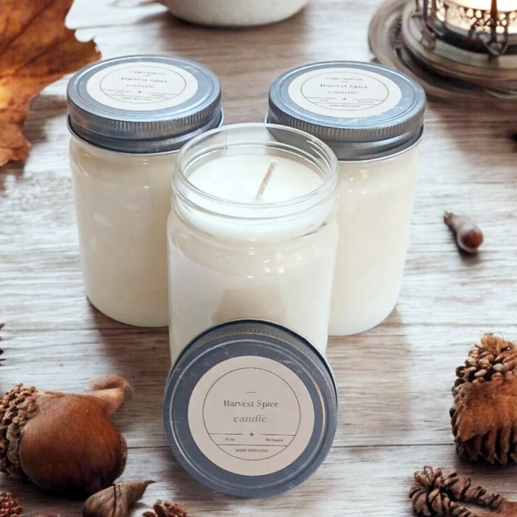 Wholesale Wide Mouth Clear Glass Apothecary Mason Candle Jar With Metal Lid for Wedding and Home Decoration