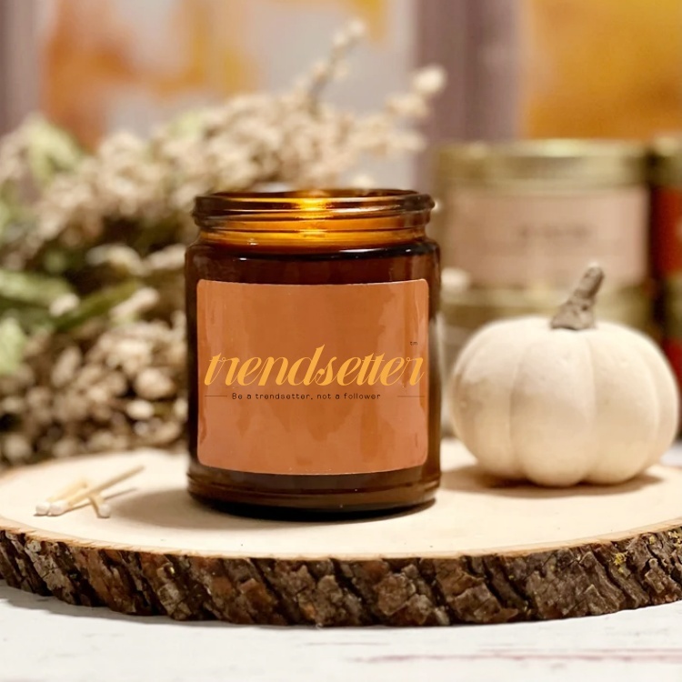 Wholesale Empty Candle Container Luxury Amber Glass Candle Jar With Lid 9oz