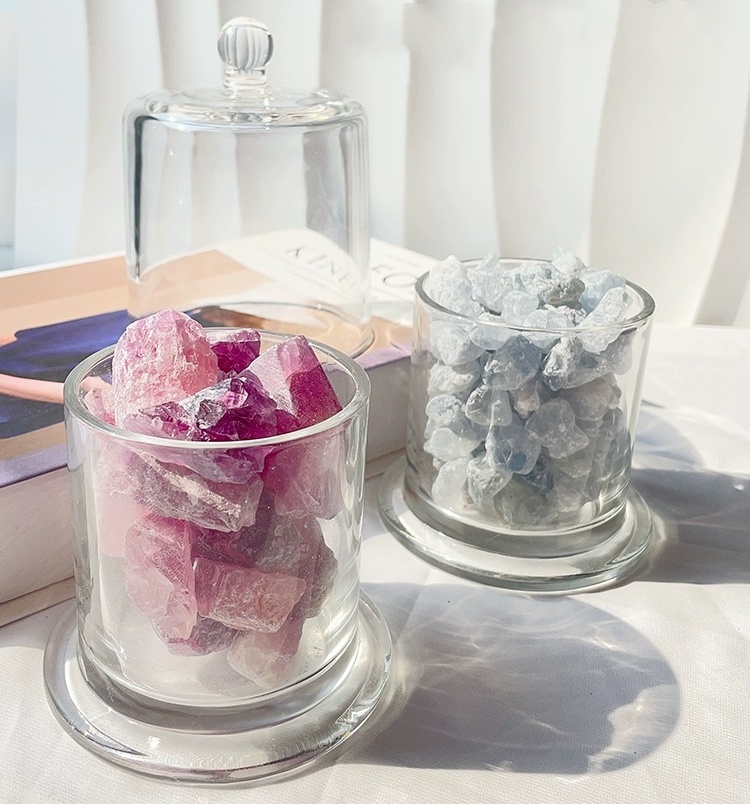 Free Sample Luxury Clear Thickened Empty Glass Candle Jar With Lid