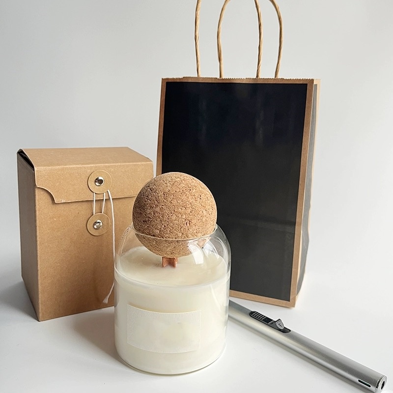 High Quality Kitchen Glass Round Storage Jar With Ball Cork Airtight Food Storage Containers for Spice Tea Cookie Candy