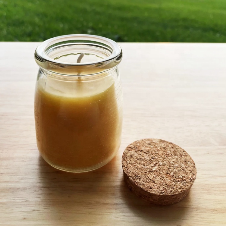 Wide Base Glass Candle Jar 100ml 200ml 300ml With Cork Lid for Homemade Wax Soy