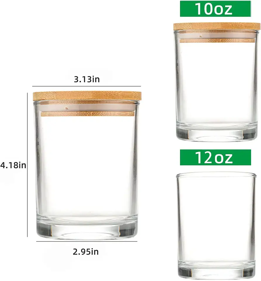 Wholesale Mini Small Transparent Clear Borosilicate Empty Round Glass Candle Vessels Container Jar With Bamboo Wooden Lid