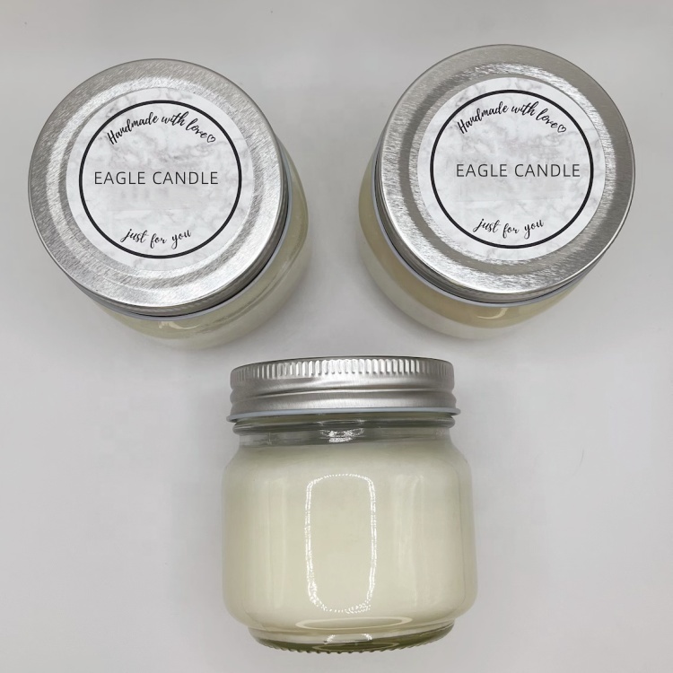 Custom Mason Jar Candle Containers Metal Lid Scented Soy Candle in a Glass Jar