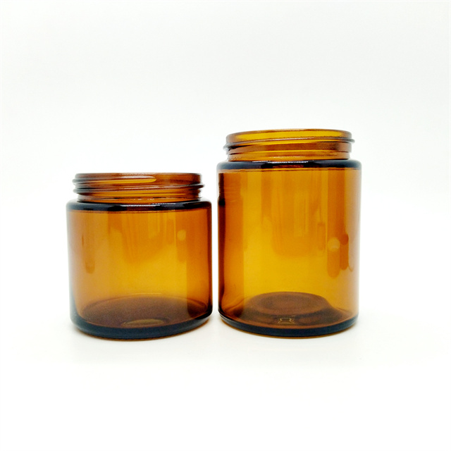 Empty Cosmetic Packaging 50ml 100ML 250ML 500ML Clear Amber Glass Candle Jar With Black Gold Aluminum Metal Lids