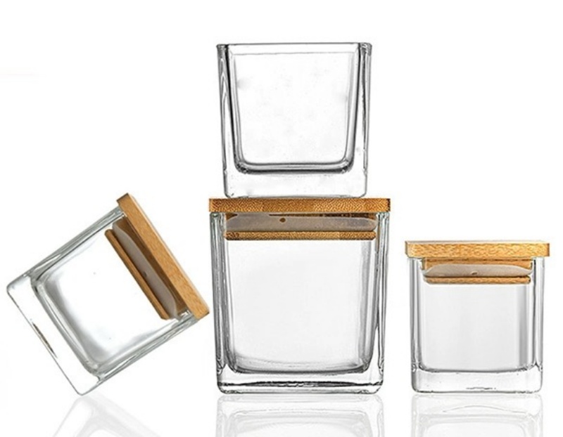 Wholesale Square Cubic Glass Jar for Scented Candles-Wedding Flower Vase Glass Bottles