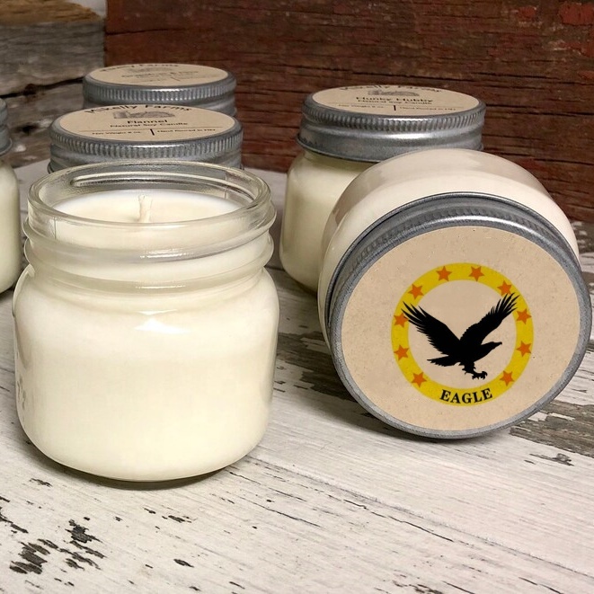 8 oz Fall Winter Soy Minimalist Glass Mason Jar Candle Container