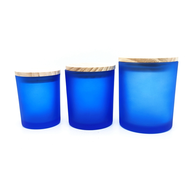 Most Popular Custom Color Black White Empty Candle Vessels Luxury Glass Candle Jars With Wooden Lids for Candle Making