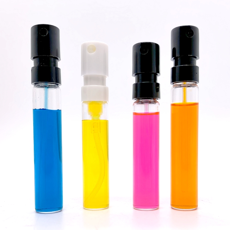 Small Refillable Glass Bottle 2ml 2.5ml  Glass Vial With Black White Spray for Perfume Tester Sample Bottle