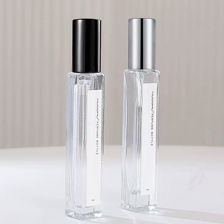 10 ml Spray Small Perfume Glass Bottle 3ml 5ml 10ml 15ml Screw Cap Clear Empty Square Perfume Room Spray Bottle