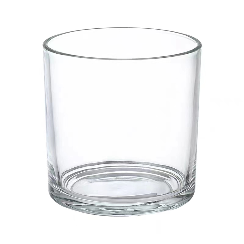 Private Label Transparent Thick-walled Curved Base 6oz 8oz 10oz 12oz Glass Candle Jar for Home Decoration With Wooden Lid