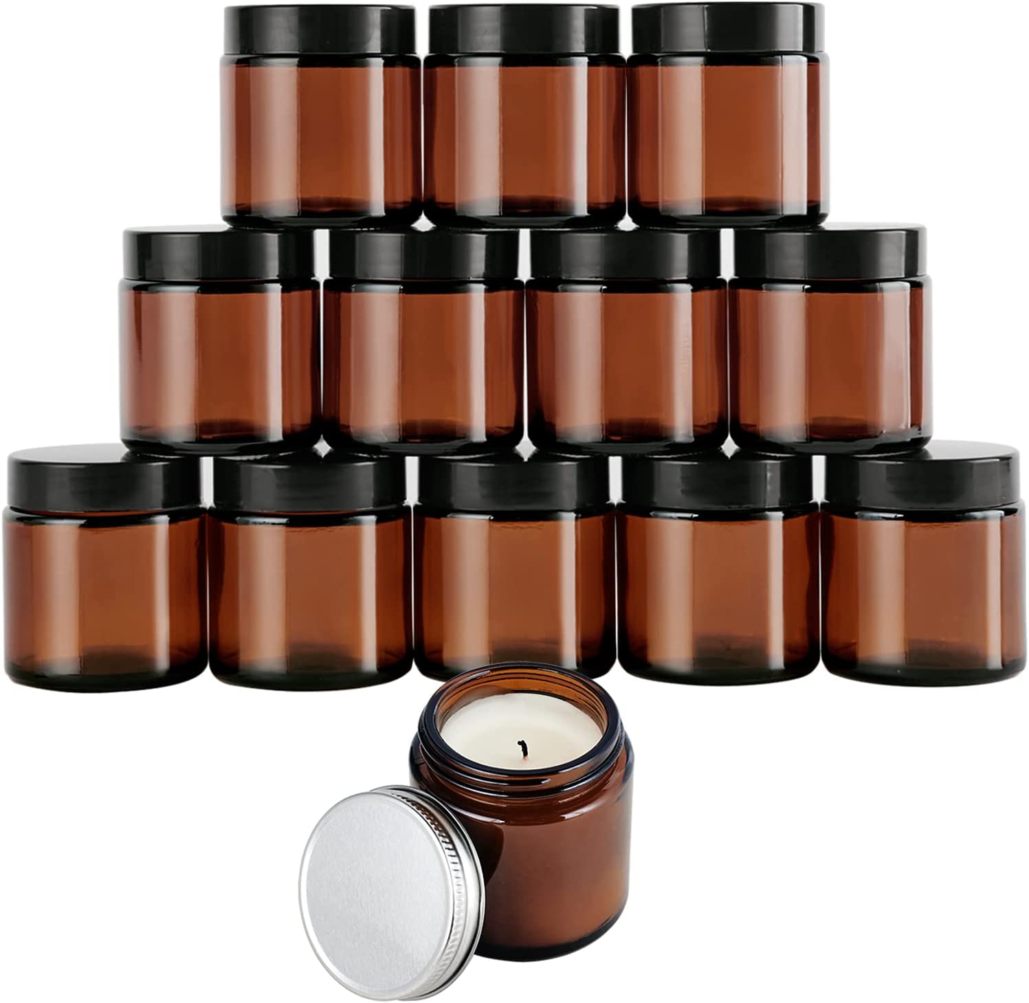 250ml 8oz Empty Dark Amber Glass Candle Jar With Lid Candles Scented Glass Jar 120ml 4oz