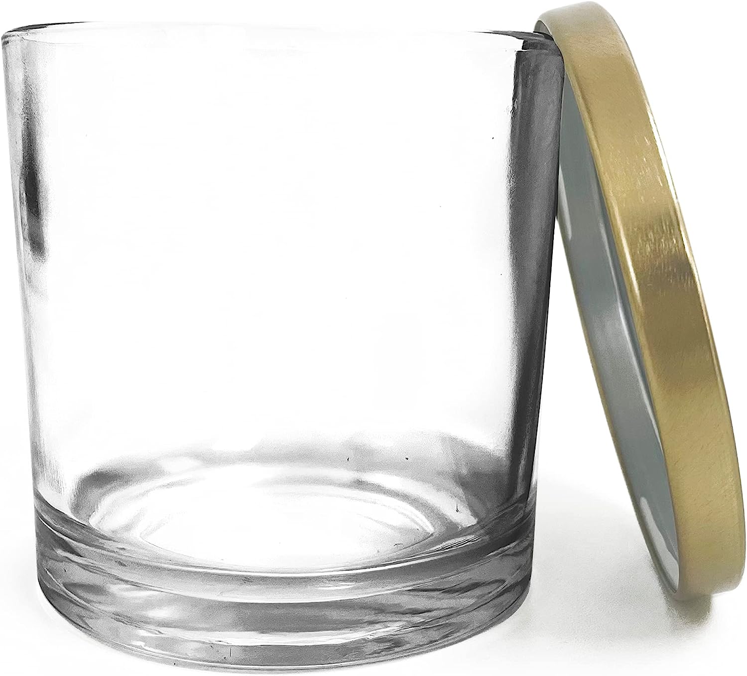 Large 10oz 14 oz clear clear Glass Candle Jars With sealed Metal Gold Lids for Wedding