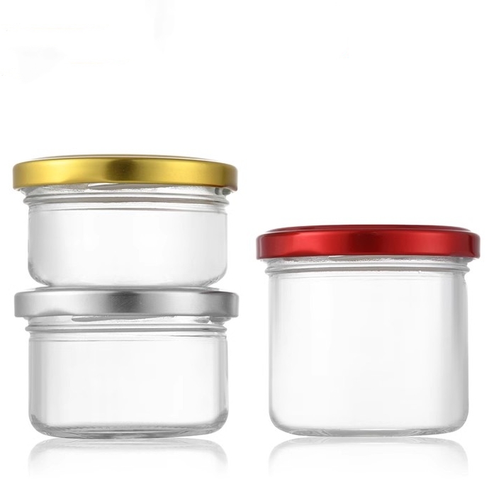 Empty Soy Wax Glass Candle Container 8oz 250ml 200 g Wide Mouth Clear Glass Candle Jar With Screw Metal Gold Lid