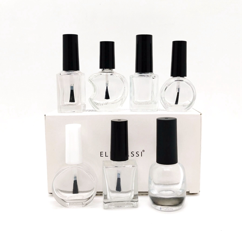 Wholesale 5ml 8ml 10ml 12ml 15ml Clear Empty Cosmetic Nail Polish Glass Bottle With Brush Cap Glass Nail Gel Bottle Containers