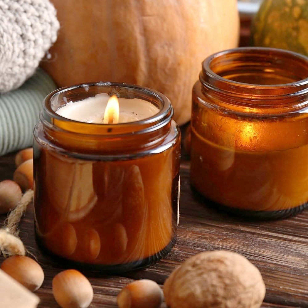 4 oz Aromatherapy Jar Candles Home Decor Amber Glass Jars with Screw Gift for Women