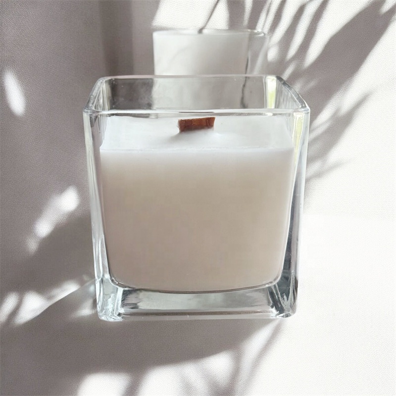 14 Oz. Large Square Glass Jar | Premium Cubed Glass Candle Vessel Jar | Thick Base Jar