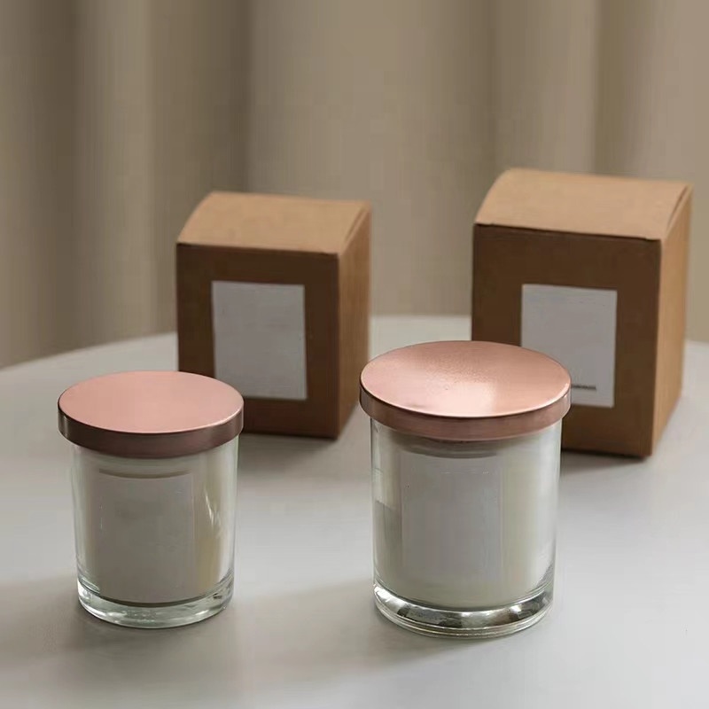 Customized High Quality Luxury Glass Candle Jar 4oz 6oz 8oz 12oz Sizes with Lid for Candle Making