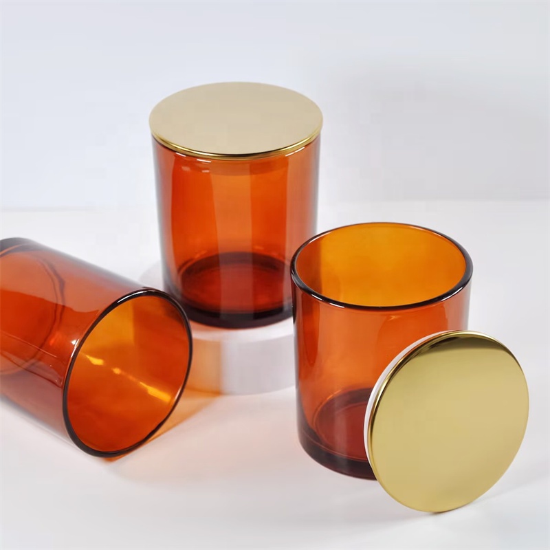 6oz 7oz 8oz Empty Candle Jars with Metal  Lids Frosted Brown Glass Candle Jars for Making Candles Reusable