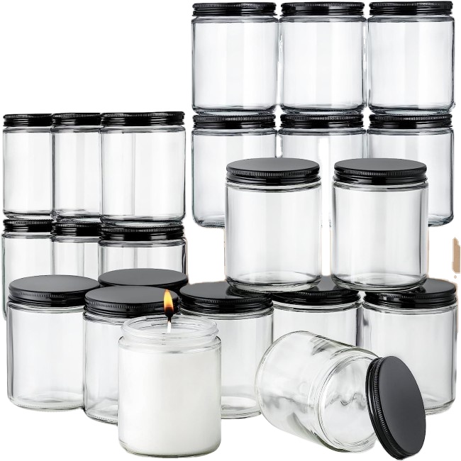 Glass Candle Jar Wholesale 6oz 180ml 8oz 240ml Round Clear Empty Candle Jar With Lid
