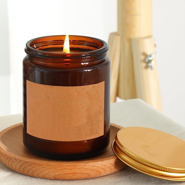 Luxury Bespoke Aromatherapy Essential Oil Soy Wax Candle in Amber Glass Jar