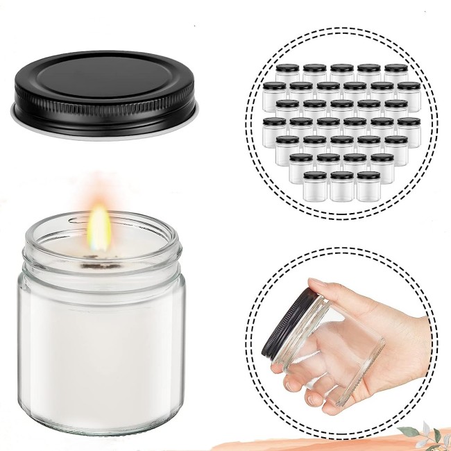 250g-16oz Luxury Straight Sided Glass Candle Jar Amber Clear Holder With Aluminum Metal Lids for Home Use