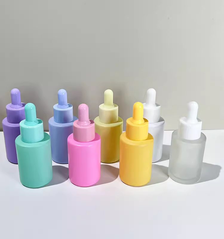 Custom Logo Color 30ml Glass Serum Bottle White Dropper Bottle Glass Jar Glass Bottle