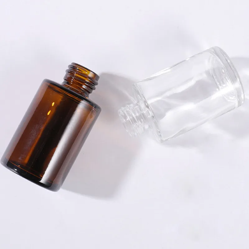 Amber and Frosted 30ml 50ml Flat Glass Dropper Bottle for Cosmetic Oils Glass Jar Glass Bottle
