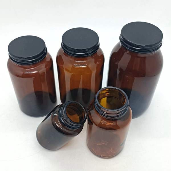 Amber Clear Glass Packer Bottle Food Bottle Medicine Pill Vitamin Capsule Bottles With Gold Lids 120ml 150ml 200ml 250ml 500ml