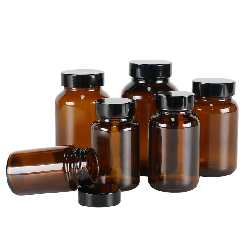 Hot Sale 100ml 120ml 150ml 200ml 250cc 60ml 300ml 400ml 500ml Amber Clear Storage Container Capsule Pill Medicine Glass Bottle