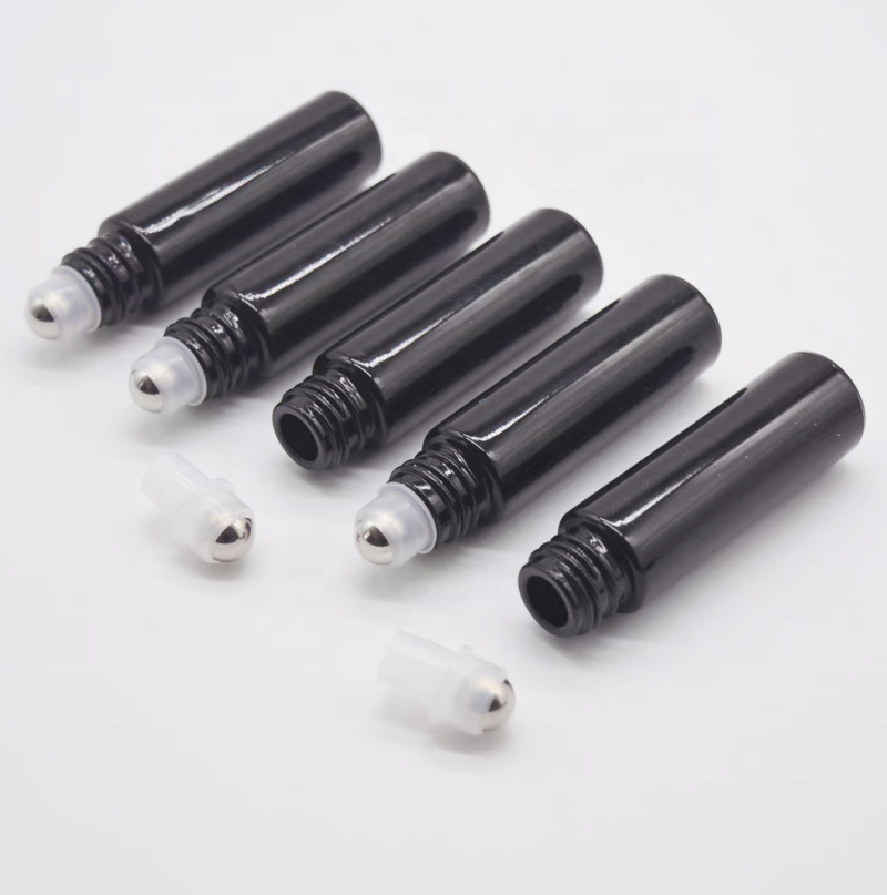 Factory Supply Matte Black Glass 3ml 4ml 6ml 10ml 15ml Roll on Bottles for Cosmetic Use