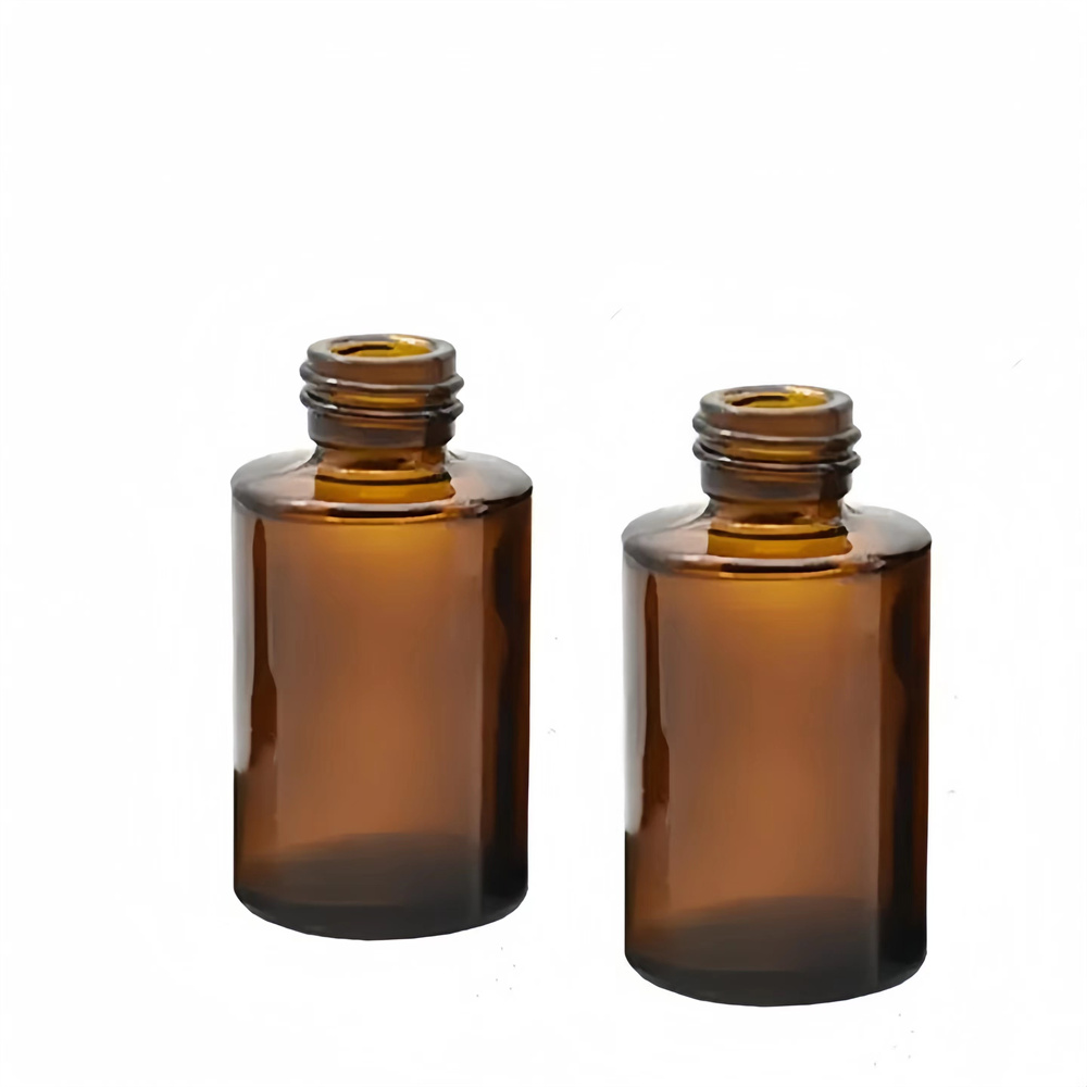 30ml Tawny Flat Shoulder Bottle Straight Round Bottle Brown Essence Bottle Packaging Material Sanded Tawny Dropper Emulsion Bott