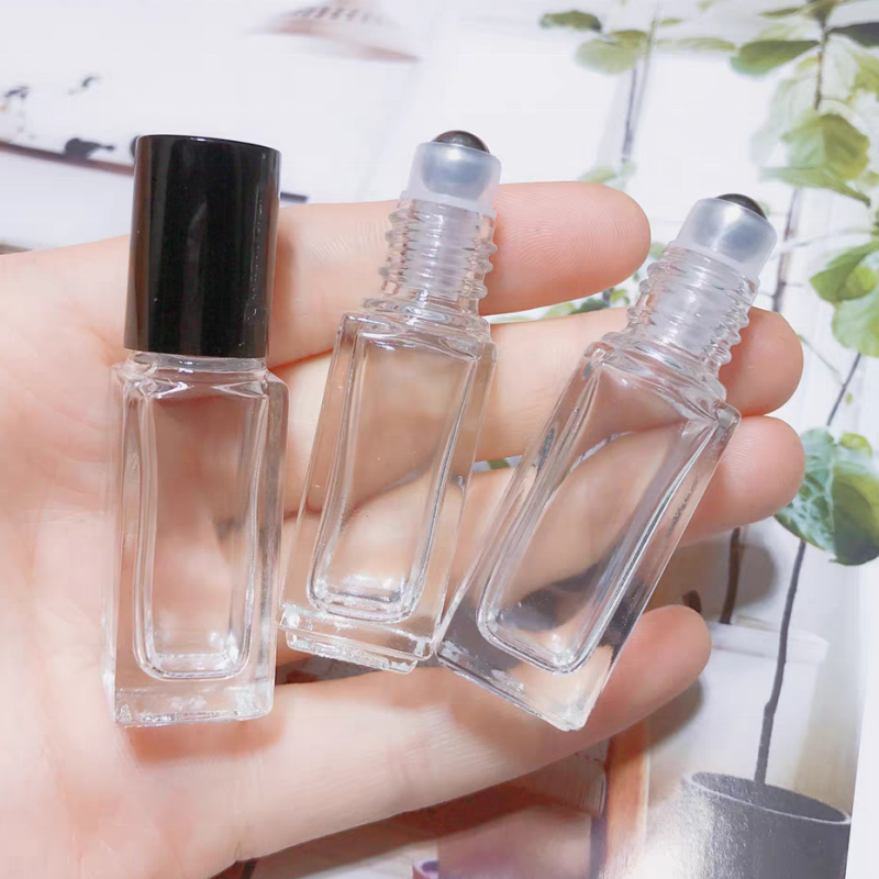 3ml 6ml 8ml 10ml Square Glass Essential Oil Roller Perfume Roll on Bottle with Stainless Steel Metal and Plastic Roller Ball