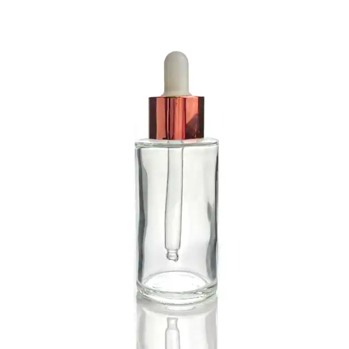 Wholesale Oil Dropper Bottle 5ml 15ml 30ml 40ml 50ml Flat Shoulder Round Serum Glass Bottles With Dropper Cap and Glass Pipette