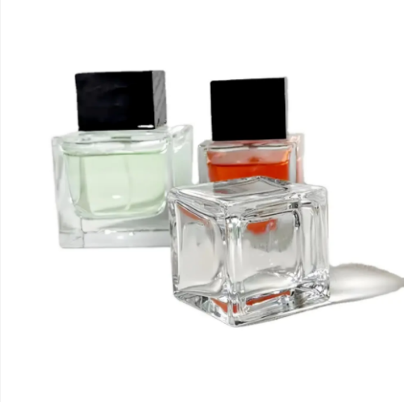 High Quality Luxury Square Design 30ml 50ml Glass Empty Customized Spray Perfume Bottle With Lid factory price