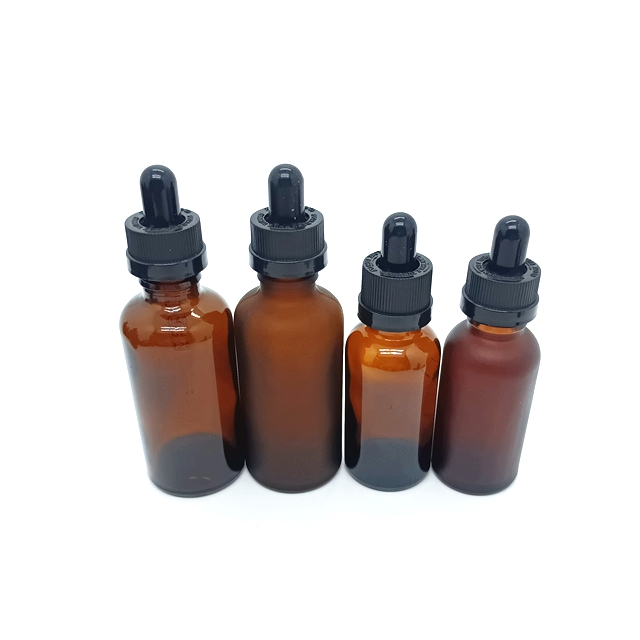 Amber Ribbed CR Droppers 10ml to 100ml Round Glass Dropper Bottles Empty for Cosmetic Serum & Essential Oils Packaging
