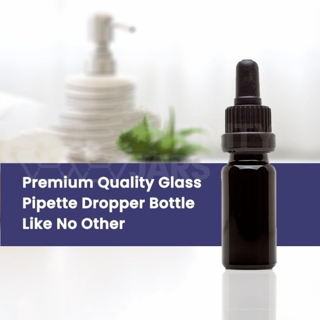 Infinity Jars 10 Ml (.34 Fl Oz) Black Ultraviolet Glass Bottle W/Glass Eye Dropper