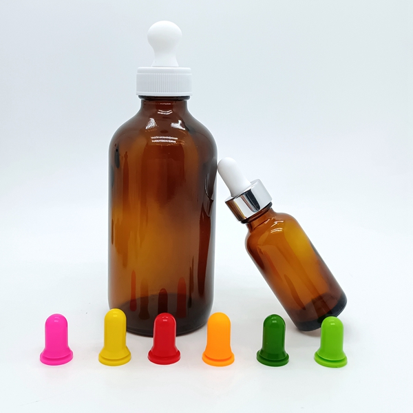1/2oz 1oz 2oz Euro Dropper Bottle Child Resistant Essential Oil Glass Dropper With Black Polypropylene Cap.