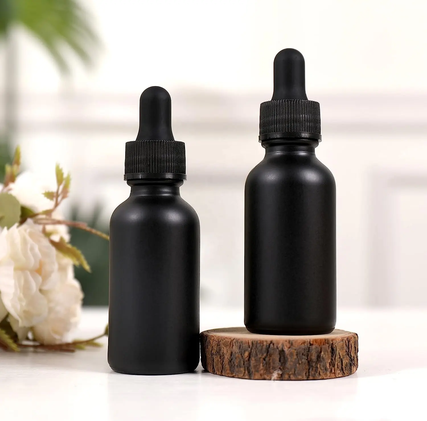 Wholesale Empty 5ml 10ml 15ml 20ml 30ml 50ml 100ml Skin Care Essence Glass Black Essential Oil Bottle With Dropper