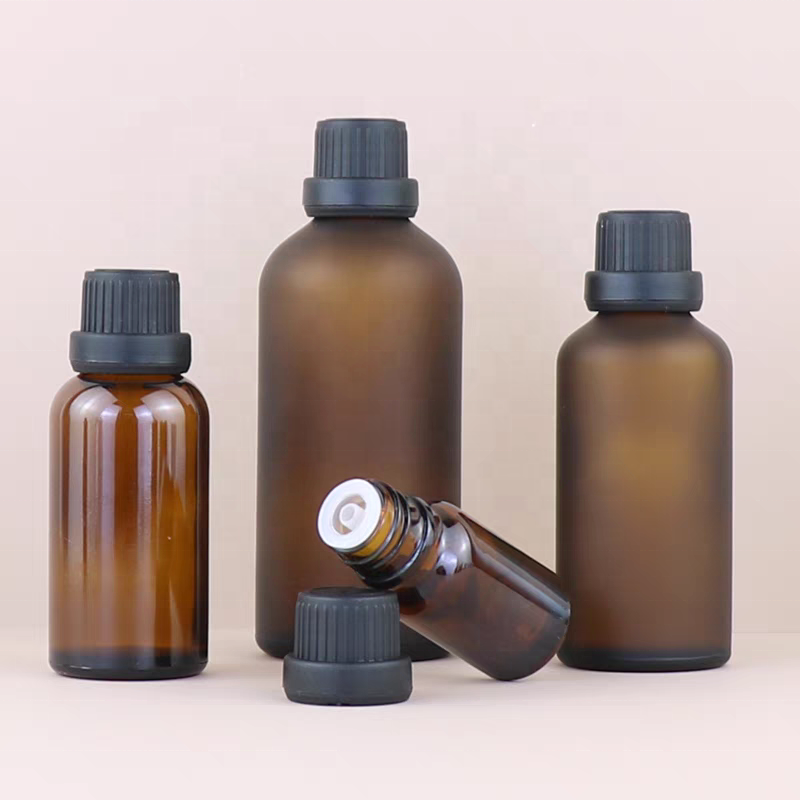 Amber Clear Matte Glass Dropper Bottle 10ml 15ml 20ml 30ml 50ml 100ml Essential Oil Bottle With Orifice Reducer Tamper Lid