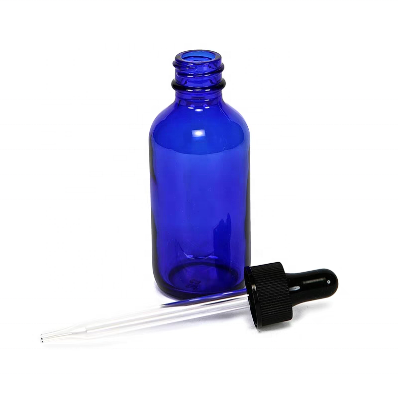 Blue Essential Oil Glass Boston Dropper Bottles 5ml 30ml 100ml Empty Serum Bottle Glass Dropper Bottle