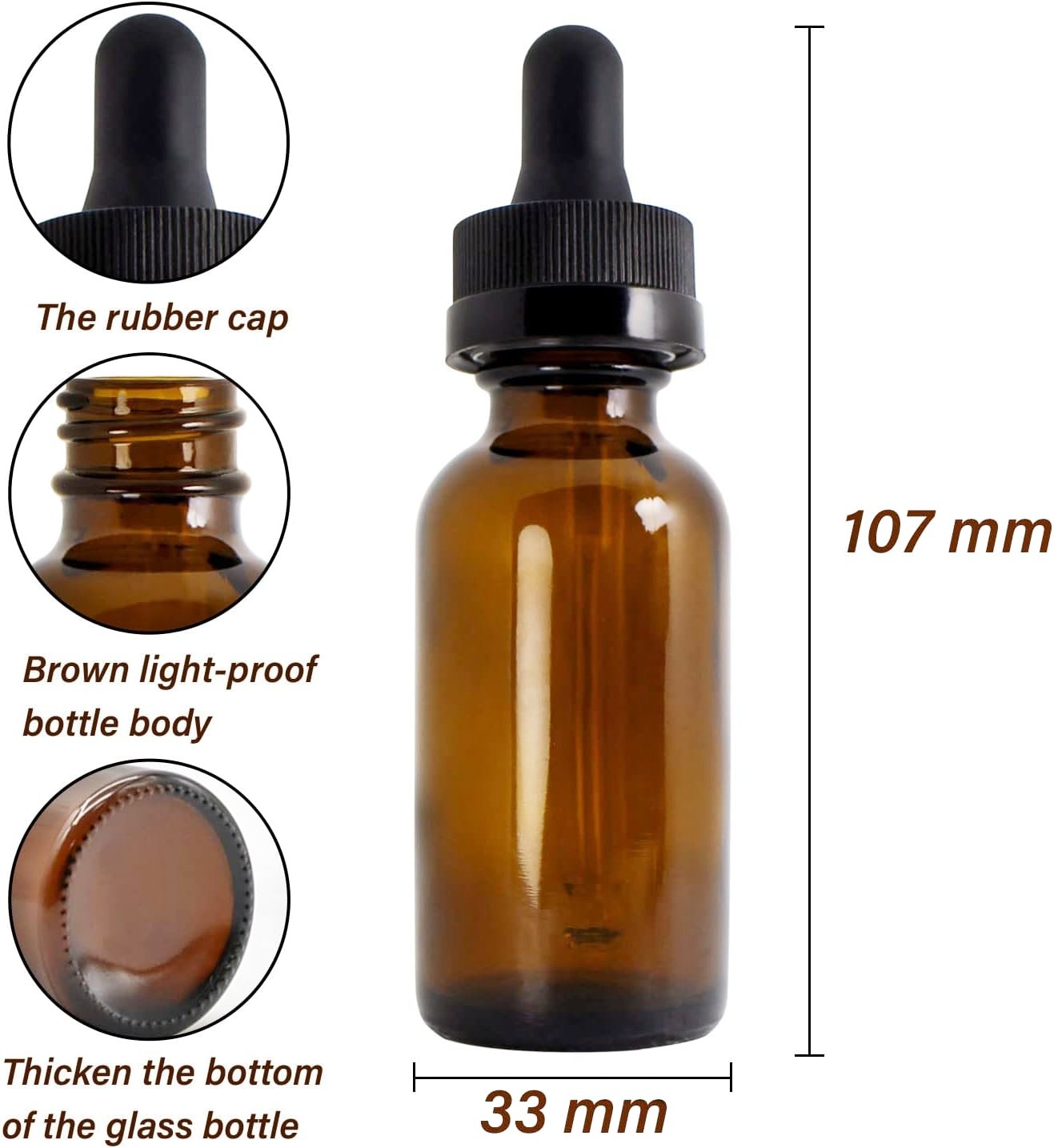 Wholesale Luxury Boston Glass Dropper Bottles Low Price Colored Cosmetic Packaging Personal Care Essential Oils Amber Color