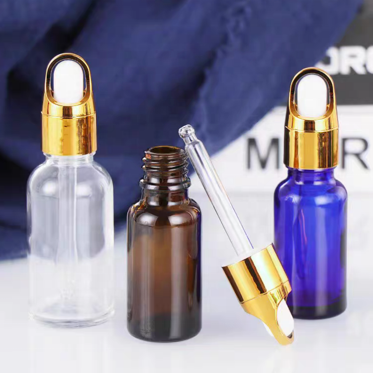 Clear Blue Cosmetics Custom Round Glass Dropper Essential Oil Bottle